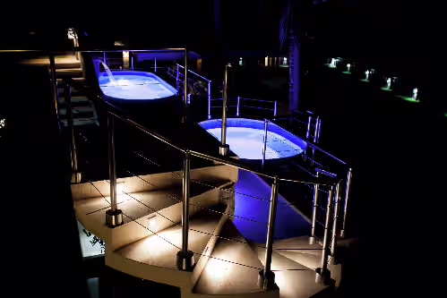 Outdoor spa tub at Memories in Cultural Luxury Estate in the Caribbean Culinary Capital w/staff