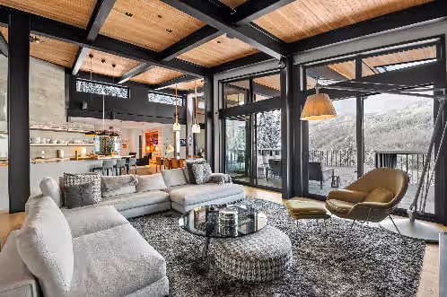 Main Floor: Living room, Dining table, Kitchen, Office, Whiskey bar, TV rooms at Chalet La Forja