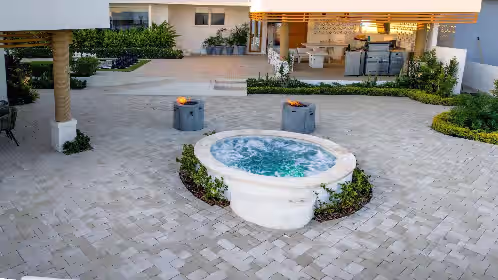 Indulge in a cozy evening by the fire pit, with breathtaking beach views in sight at BeachFront Villa w/ Pool, Sleeps 16,