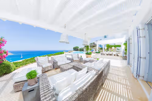 Terrace/patio at Villa Santa Barbara Stunning Sea Views Amazing Sandy Beach Full Service