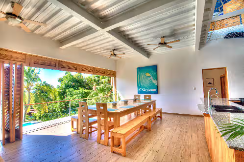 Dining with a view @ One Wave Surf Villa at OneWaveSurfHouse Playa Sunzal