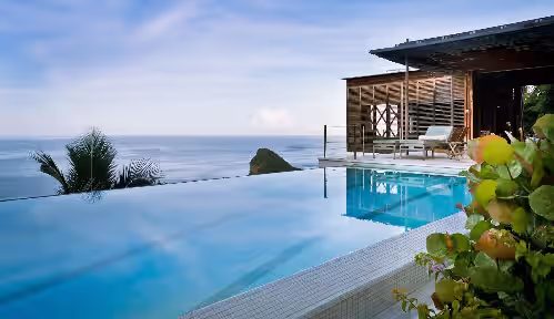 Architectural masterpiece overlooking the Caribbean sea and Piton mountains