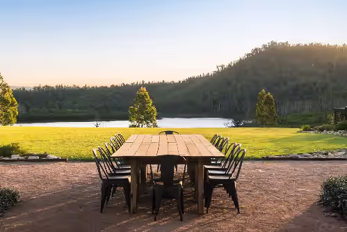 Outdoor dining at Lake David Lake House
