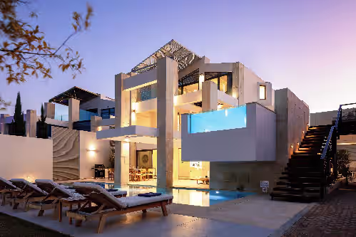 Two private pools, walking distance to Agia Marina and the beach!