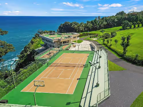 Sport court at Waterfalling Estate is an oceanfront compound on the Big Island unlike any other
