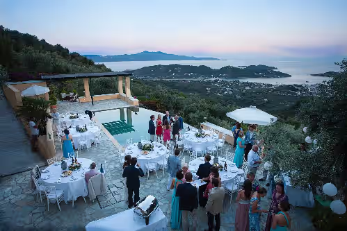 Wedding reception at pool-side at Stunning Views Of The Aegean Sea, Set In Olive Grove EKT 0756K920000422801
