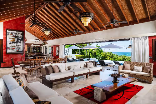 Spacious living area at 8 Bedroom Private Luxury Estate Overlooking Tamarindo Bay