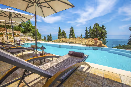 Pool at "LA VISTA E BELLA" SEAFRONT PRIVATE RESORT NEAR ACHILLEION PALACE ESTATE
