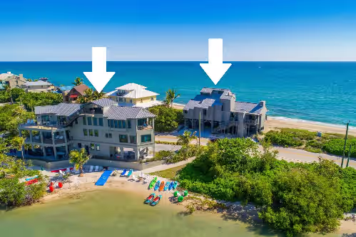 Yin & Yang: 2-SideBySide Ocean-2-River Beach Houses: Pool, Hot tubs, Dock!