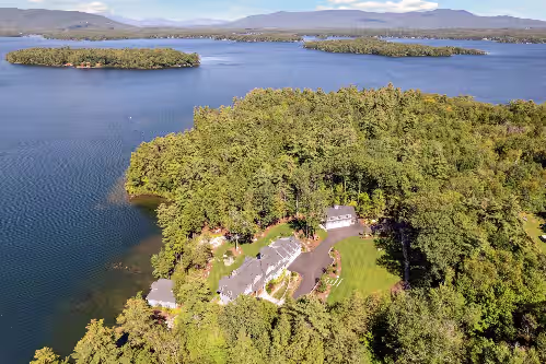 Aerial view at Amazing Waterfront Estate; over 2.5 private acres with over 260 Ft of shoreline