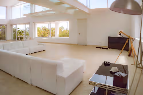 Living area at Beach Front House in San Carlos