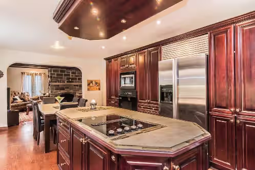 Fully equipped kitchen at Montreal Large 8 BR suites House & SPA with river view and adjacent green park