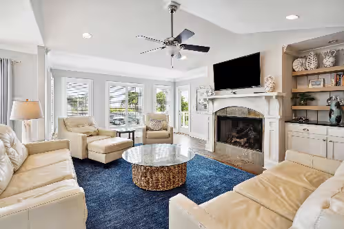 Living room with ocean views at 3302 Palm OCEAN FRONT, POOL, ELEVATOR, FIRE PIT, PUTTING GREEN ️
