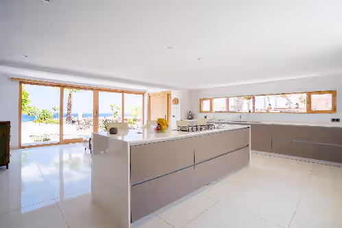 Private kitchen at Exceptional luxury private villa, mountain/sea views, 2 private pools