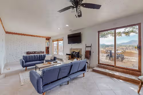 Living area at Indoor Heated Pool ️Hot Tub ️Sauna, Foosball Sleeps 18 Mtn Views