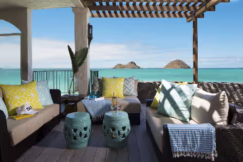 Back yard Lounge area at Gorgeous Lankai Villa with Access to Secluded White Sand Beach