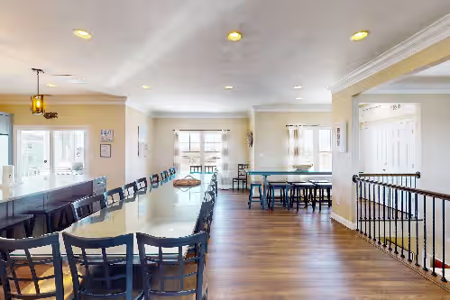 Dining at Stunning oceanfront home with private indoor/outdoor pools, game room, theater