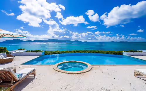 Huge infinity pool, jetted Jacuzzi and endless views of St. Martin and the Sea! at VILLA ALEGRIA: BEST VIEWS IN ANGUILLA &