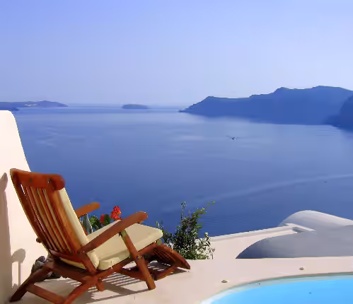 The perfect corner to read, relax and gaze at the sea. at Unique 1868 Winery Canava Caldera View, Private Pool, Hot tub,