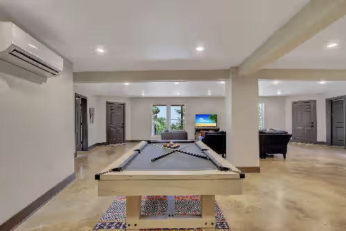 Pool table and game room at Mountain Mansion w/ Hot Tub! Sleeps 20 in beds