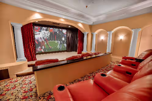 Movie theater with plush seating at HÓZHÓ Alameda