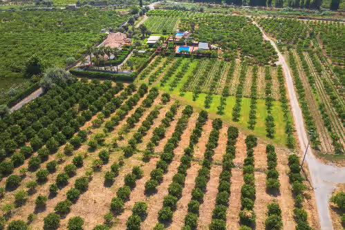 Aerial view at Princely charme Relais-Taormina-spectacular garden-2 pools-Etna view-beach 2 kms
