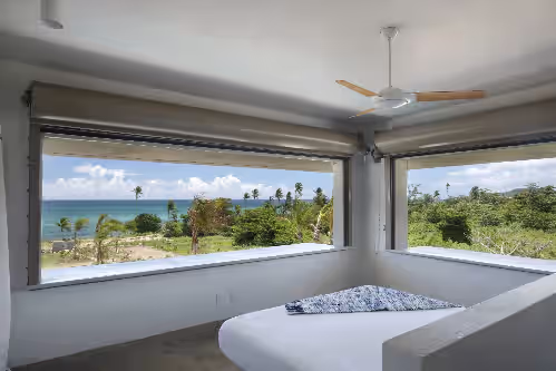 Caribbean Sea and gorgeous green jungle views from the Master Bedroom. at Encantada Vieques
