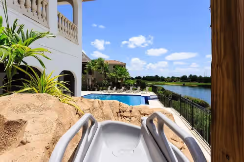 Custom rock waterslide will surely not disappoint. at Family fun or a company retreat