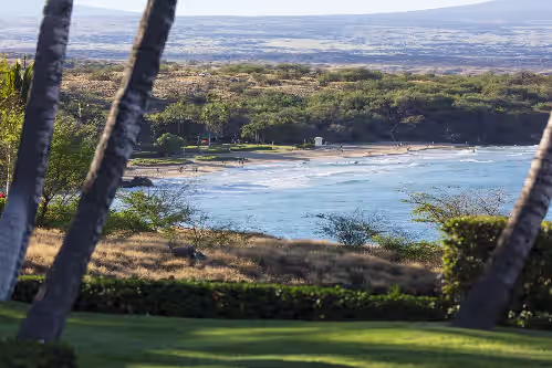 View of Hapuna beach from the property at Oceanfront Luxury, Privacy, Chef & Staff Quarters, Onsite Management. Sleeps up to
