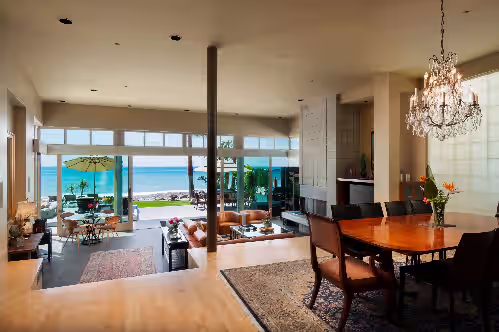 Breathtaking Views of the Pacfic Ocean as you step into the house. at LARGE CONTEMPORARY HOME ON THE SAND, HOT TUB, CHEFS