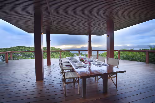 Al fresco dining on the deck - with private chef and serenading if you like at Tavola Villa Figi
