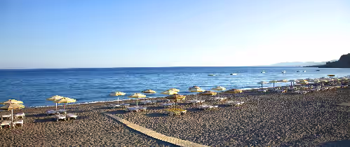 The beach just outsite the villa. at Beachfront Villa with Private Pool in Pefkos, Lindos, Rhodes. "VillaAngelina"