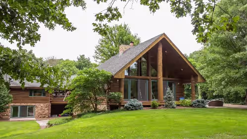 Secluded Executive Log Cabin Lodge with 68 ft Pool on 102 acres+