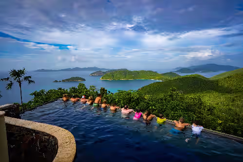 Best views & pool deck on St John just up the hill from Cinnamon Bay Beach, photo 3