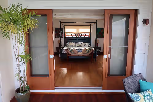 Master Bedroom from deck at Villa Parvati