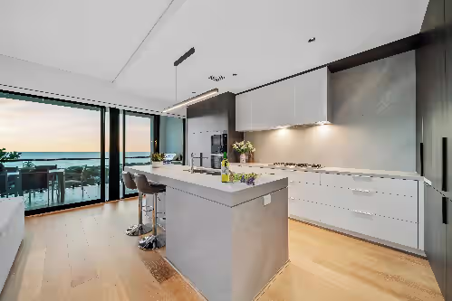 Private kitchen at Luxe 3-Storey Oceanfront Retreat