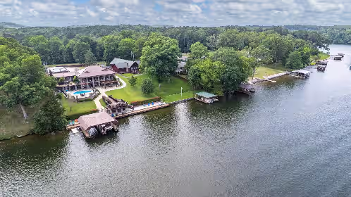 LAKESIDE VIEW OF DOCKZILLA at Dockzilla Lake Hamilton- Your PRIVATE Hot Springs Lake Hamilton Vacation Paradise