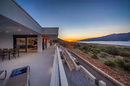 Outdoor dining at Premium Luxury villa Sea Star with breathtaking view near the sea + big pool