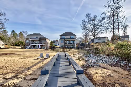 Terrace/patio at New Waterfront Lake Murray Home Dock and Patio 1HR from Masters