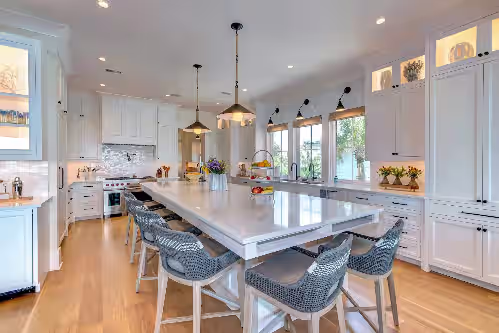 Large kitchen and butler's pantry at NEW CUSTOM HOME~ 620 Ocean Blvd. Now booking!! Pickleball, Bocce Ball, Putting Green,
