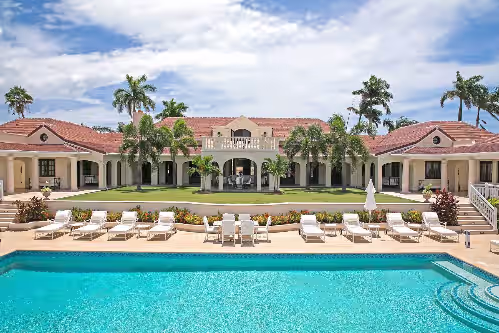 Pool at Chateau des Palmiers in Terres Basses by Personal Villas Uniquely Decorated