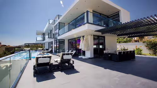 Terrace/patio at Villa Tyra ultra modern luxury 5 bedroom villa with stunning sea views