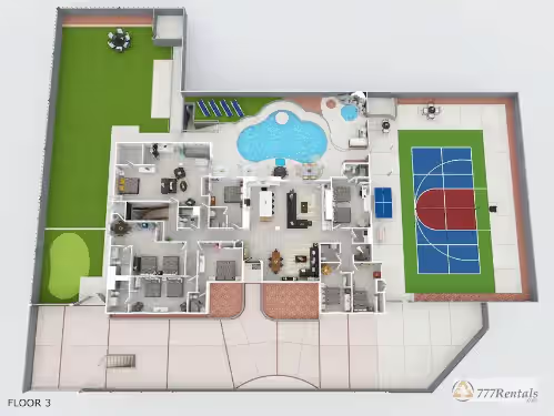 Bowling Villa by 777 Rentals - 11BR/11BA - Indoor Basketball, Outdoor Pool w/Spa, Pickleball