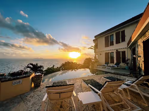 Main Terrace at Sunrise - Step free access to this entire terrace as well as secondary terrace. at Villa Del Mar