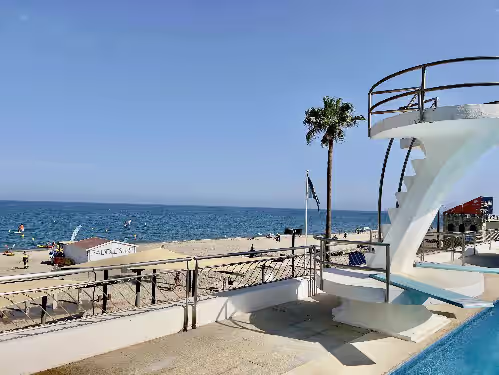Pool at Castle Beach House. Luxury beachfront villa
