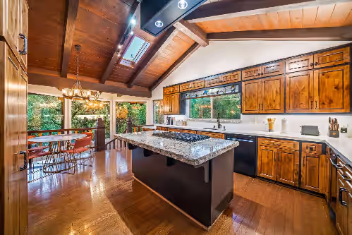 Private kitchen at PRIVATE RESORT STYLE RIVERFRONT ESTATE W/ TENNIS COURT, POOL, SPA, WATERFALLS
